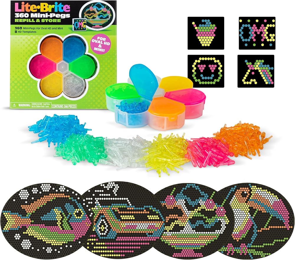 Recharge Lite-Brite HD — 360 mini-pegs + 8 modèles